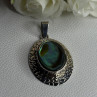 Vintage 925 Sterling Silver Abalone Pendant Length 2.10 Inch