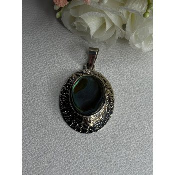 Vintage 925 Sterling Silver Abalone Pendant Length 2.10 Inch
