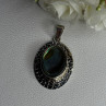 Vintage 925 Sterling Silver Abalone Pendant Length 2.10 Inch
