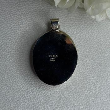 Vintage 925 Sterling Silver Abalone Pendant Length 2.10 Inch