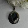 Vintage 925 Sterling Silver Abalone Pendant Length 2.10 Inch
