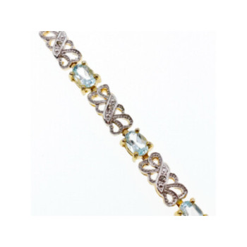 925 STERLING SILVER GOLD PLATED BLUE SPINEL BRACELET