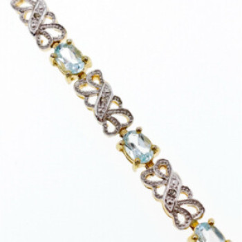 925 Sterling Silver Gold Plated Blue Spinel Bracelet