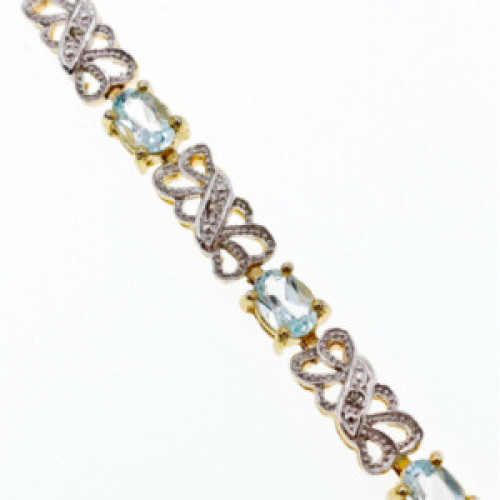 925 Sterling Silver Gold Plated Blue Spinel Bracelet