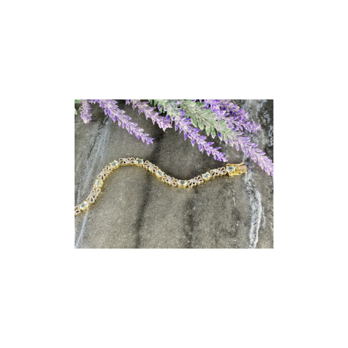 925 STERLING SILVER GOLD PLATED BLUE SPINEL BRACELET