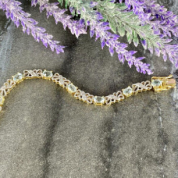 925 Sterling Silver Gold Plated Blue Spinel Bracelet