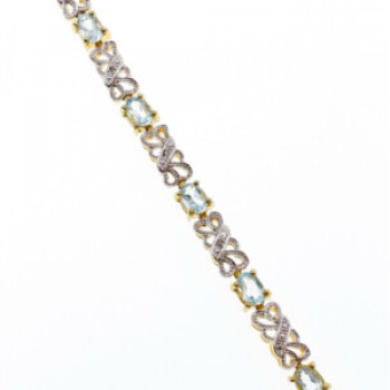 925 Sterling Silver Gold Plated Blue Spinel Bracelet
