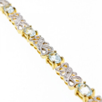 925 Sterling Silver Gold Plated Blue Spinel Bracelet