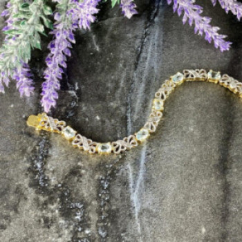 925 Sterling Silver Gold Plated Blue Spinel Bracelet