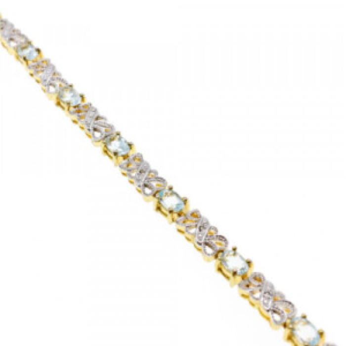 925 Sterling Silver Gold Plated Blue Spinel Bracelet