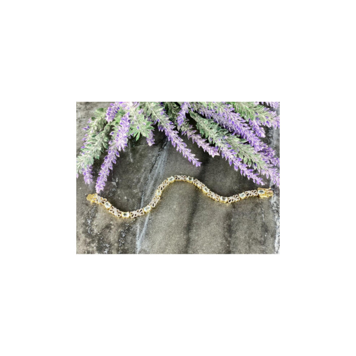 925 STERLING SILVER GOLD PLATED BLUE SPINEL BRACELET