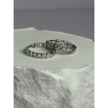 925 Sterling Silver CZ Earrings Length 0.7 Inch
