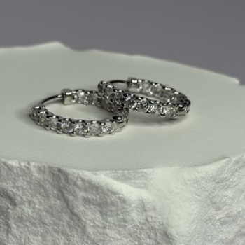 925 Sterling Silver CZ Earrings Length 0.7 Inch