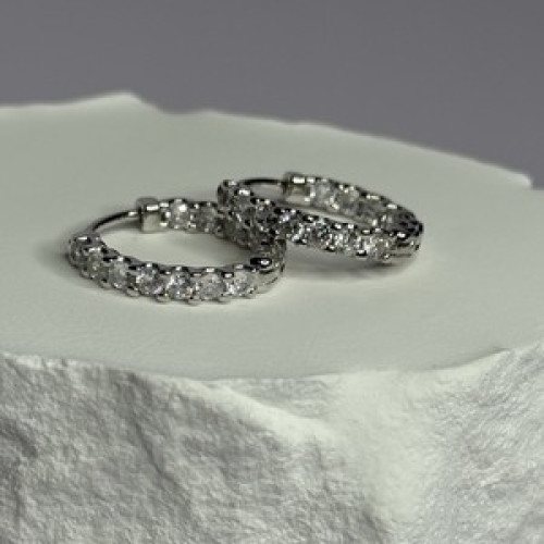 925 Sterling Silver CZ Earrings Length 0.7 Inch