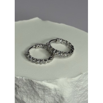 925 Sterling Silver CZ Earrings Length 0.7 Inch