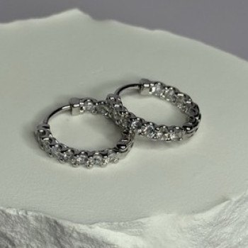 925 Sterling Silver CZ Earrings Length 0.7 Inch