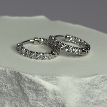 925 Sterling Silver CZ Earrings Length 0.7 Inch