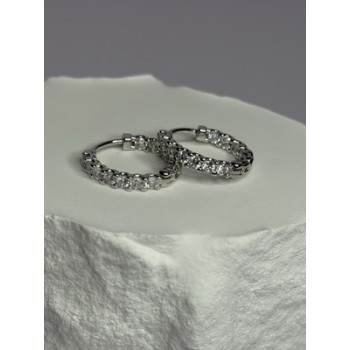 925 Sterling Silver CZ Earrings Length 0.7 Inch
