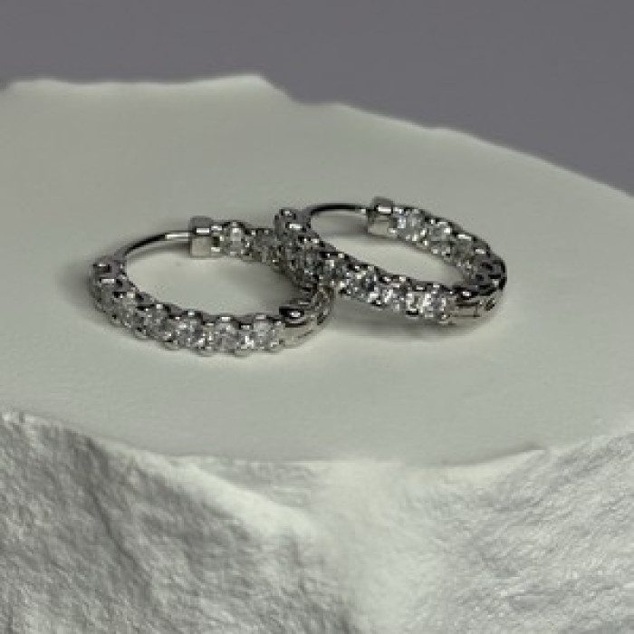 925 Sterling Silver CZ Earrings Length 0.7 Inch