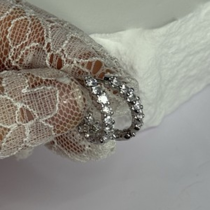 925 Sterling Silver CZ Earrings Length 0.7 Inch