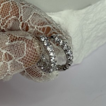 925 Sterling Silver CZ Earrings Length 0.7 Inch