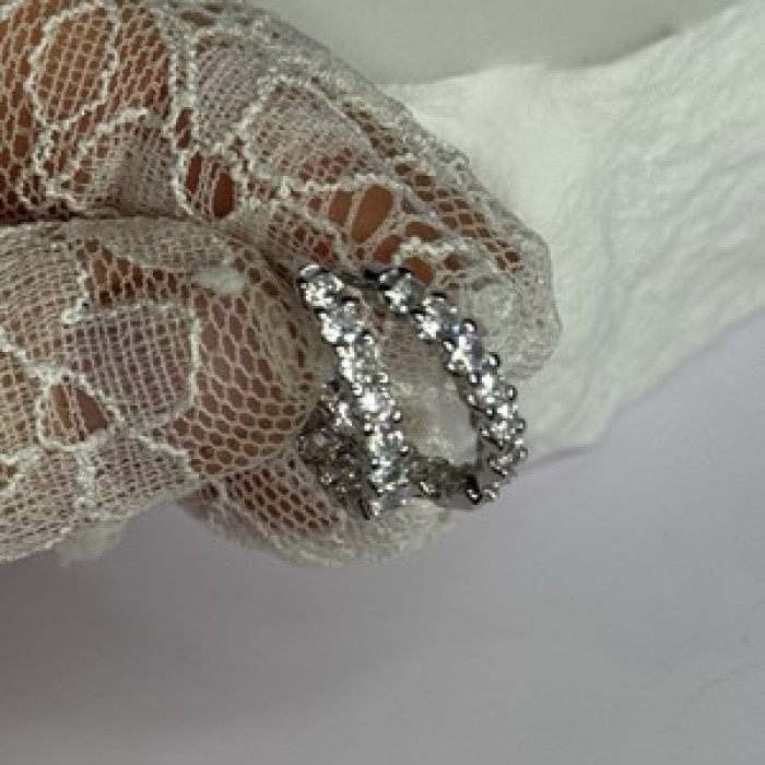 925 Sterling Silver CZ Earrings Length 0.7 Inch