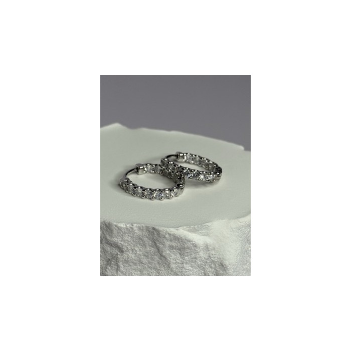 925 Sterling Silver CZ Earrings Length 0.7 Inch