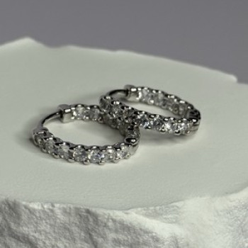 925 Sterling Silver CZ Earrings Length 0.7 Inch