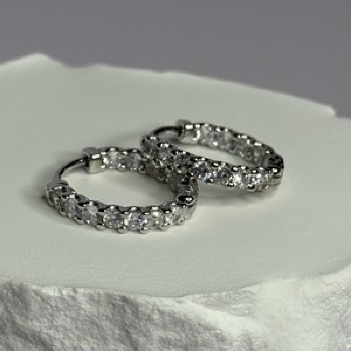 925 Sterling Silver CZ Earrings Length 0.7 Inch