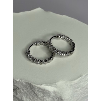 925 Sterling Silver CZ Earrings Length 0.7 Inch