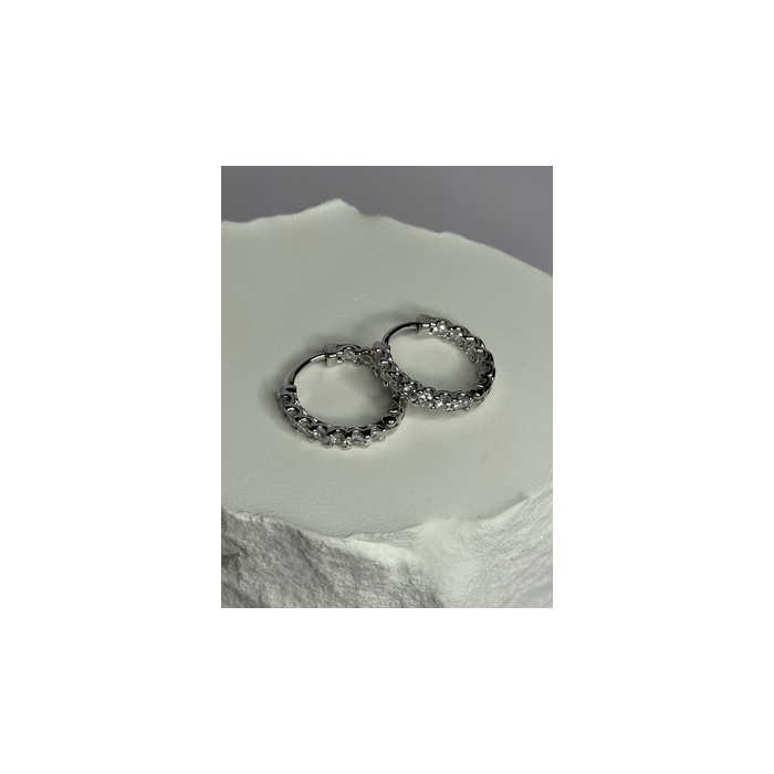 925 Sterling Silver CZ Earrings Length 0.7 Inch