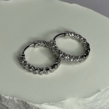 925 Sterling Silver CZ Earrings Length 0.7 Inch