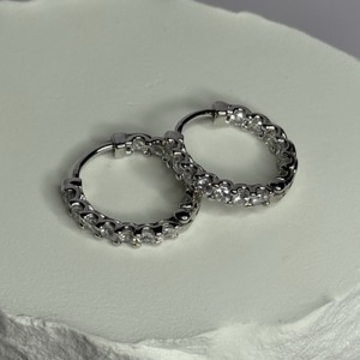 925 Sterling Silver CZ Earrings Length 0.7 Inch