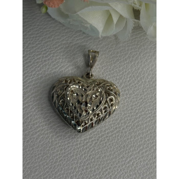 925 Sterling Silver Heart Pendant Length 1.40 Inch