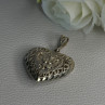 925 Sterling Silver Heart Pendant Length 1.40 Inch