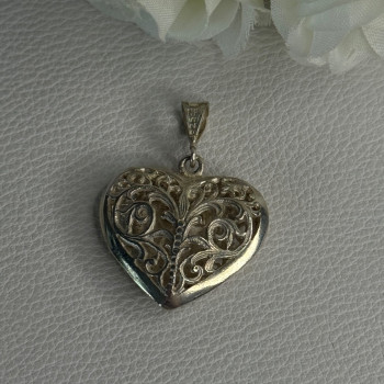 925 Sterling Silver Heart Pendant Length 1.40 Inch