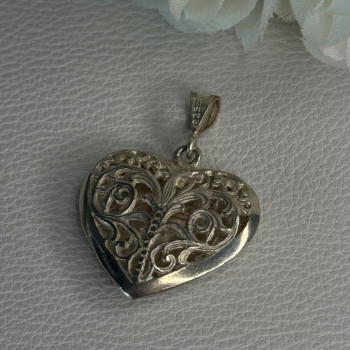 925 Sterling Silver Heart Pendant Length 1.40 Inch