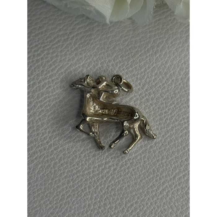 Horse & Jockey Lucky Racing Race Charm Pendant 925 Sterling Silver Length 1 Inch