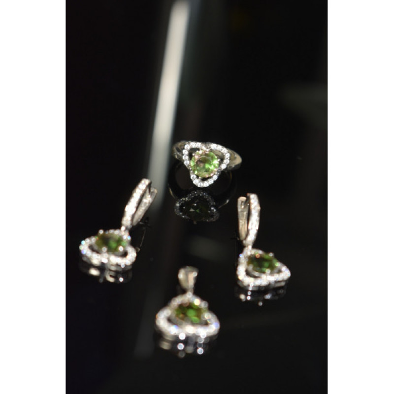 925 Sterling Silver Alpanite & CZ Jewelry SET Turkey