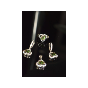 925 STERLING SILVER ALPANITE & CZ  JEWELRY SET TURKEY