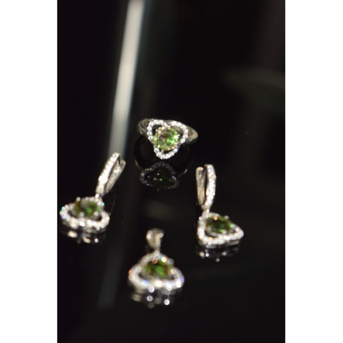 925 Sterling Silver Alpanite & CZ Jewelry SET Turkey