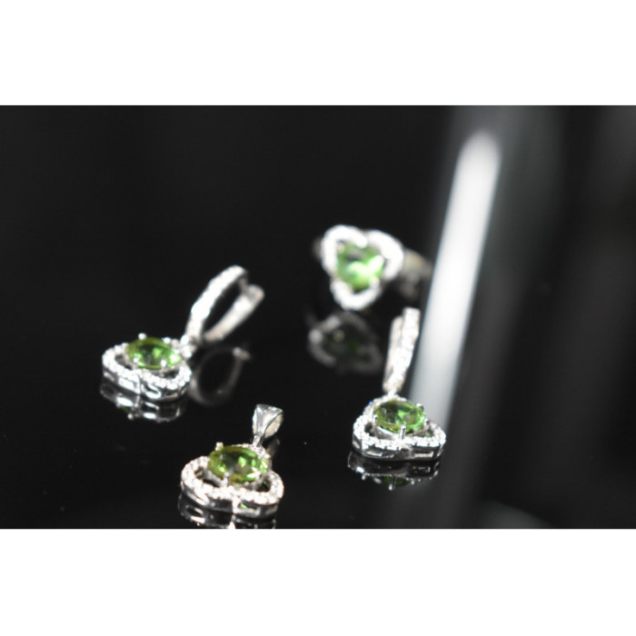 925 STERLING SILVER ALPANITE & CZ  JEWELRY SET TURKEY