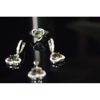 925 STERLING SILVER ALPANITE & CZ  JEWELRY SET TURKEY