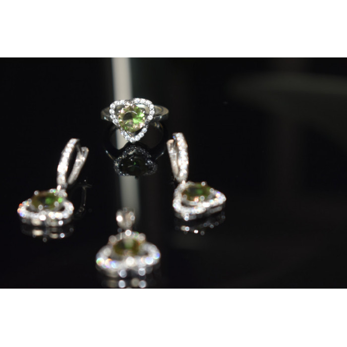 925 STERLING SILVER ALPANITE & CZ  JEWELRY SET TURKEY