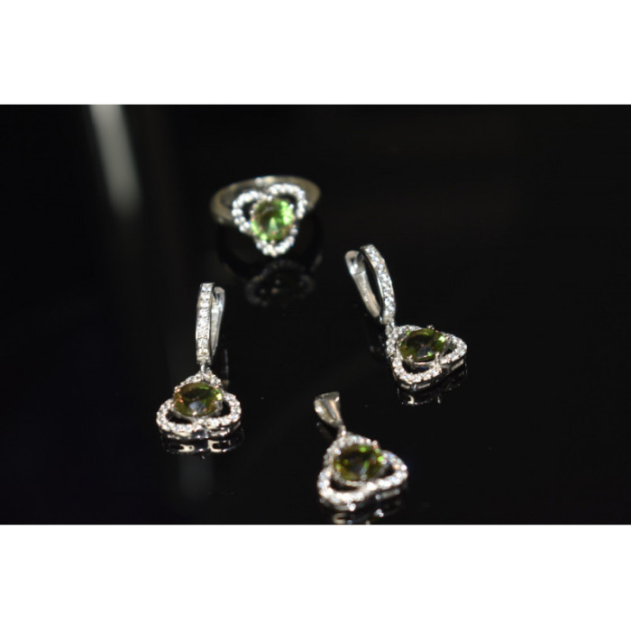 925 STERLING SILVER ALPANITE & CZ  JEWELRY SET TURKEY