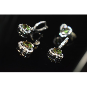925 STERLING SILVER ALPANITE & CZ  JEWELRY SET TURKEY
