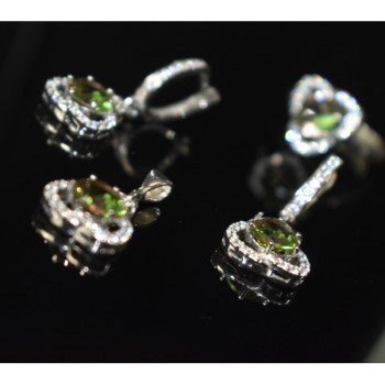 925 Sterling Silver Alpanite & CZ Jewelry SET Turkey