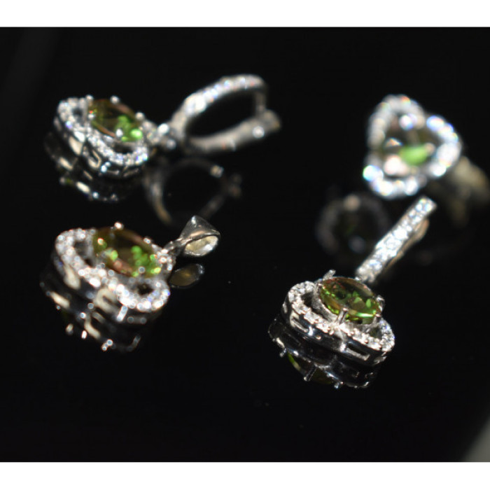 925 Sterling Silver Alpanite & CZ Jewelry SET Turkey