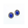 Vintage 925 Sterling Silver Blue Agate Stud Earrings