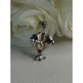 925 STERLING SILVER PEARL DOLPHINS PENDANT LENGTH 1 INCH
